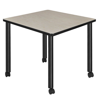 Small 30 in. Square Breakroom Table- Maple Top, Black Mobile Legs