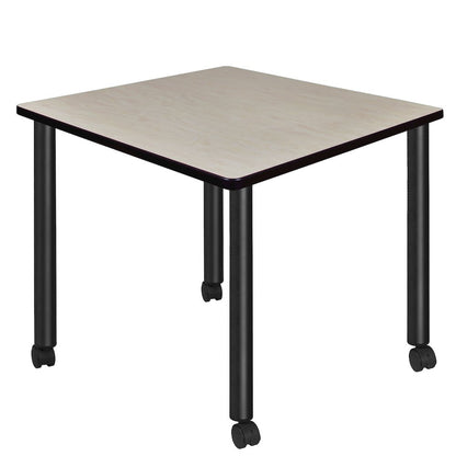 Medium 36 in. Square Breakroom Table- Maple Top, Black Mobile Legs