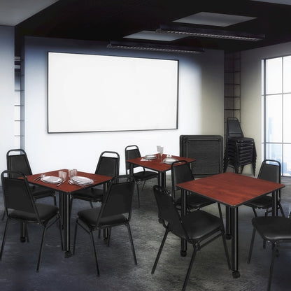 Large 48 in. Square Breakroom Table- Cherry Top, Black Mobile Legs