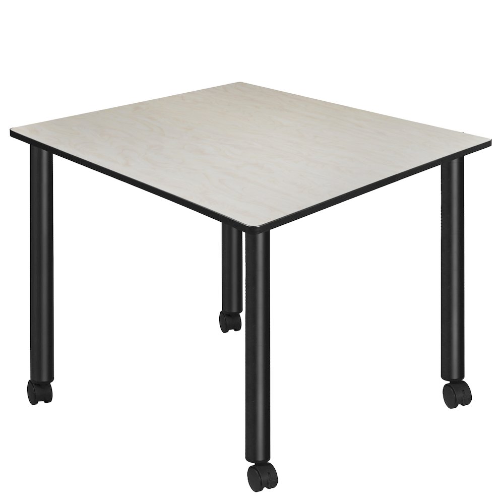 Large 48 in. Square Breakroom Table- Maple Top, Black Mobile Legs