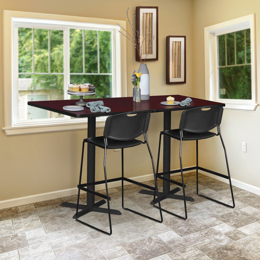 Small 30 in. Square X-Base Cafe Table- Mahogany