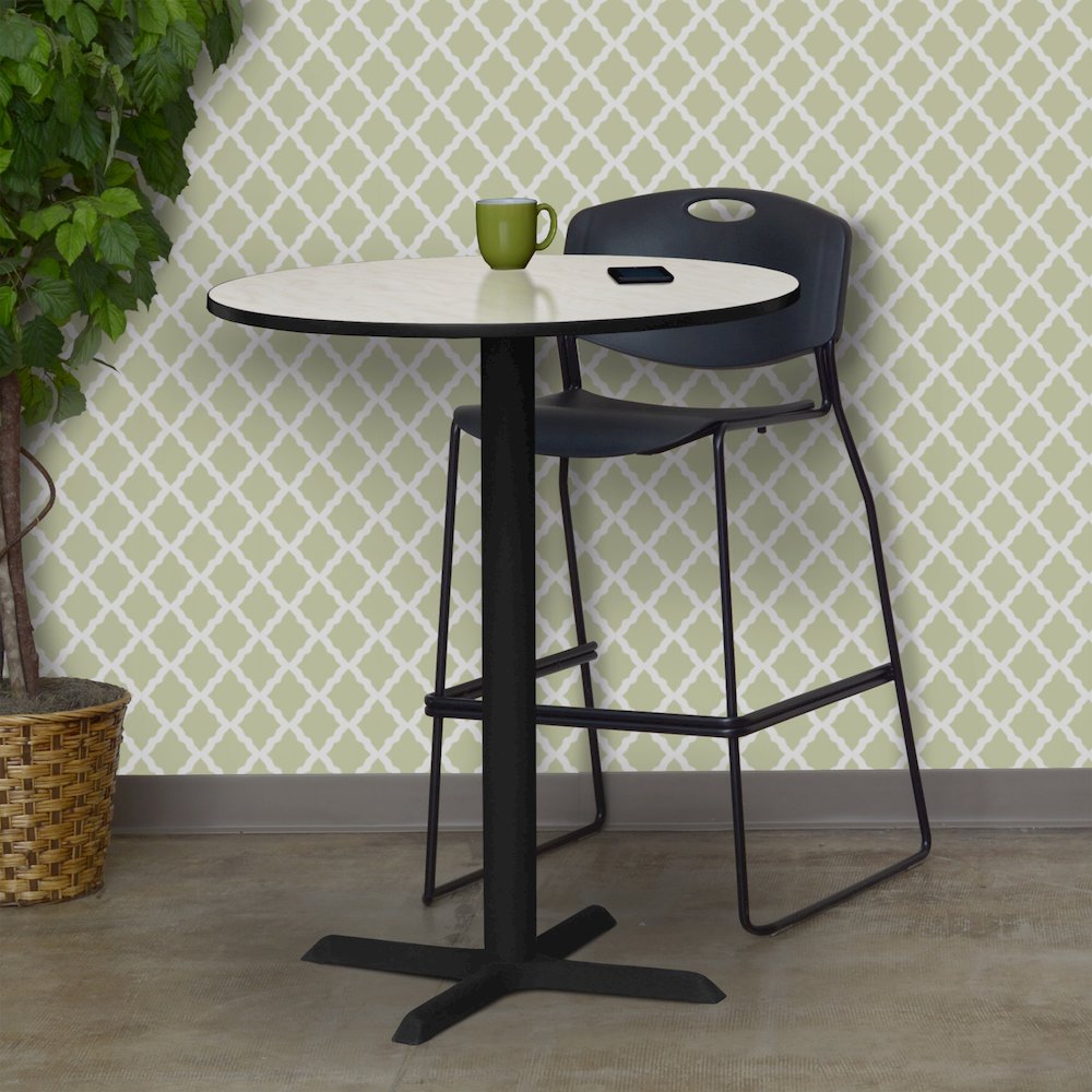 Small 30 in. Round X-Base Cafe Table- Maple