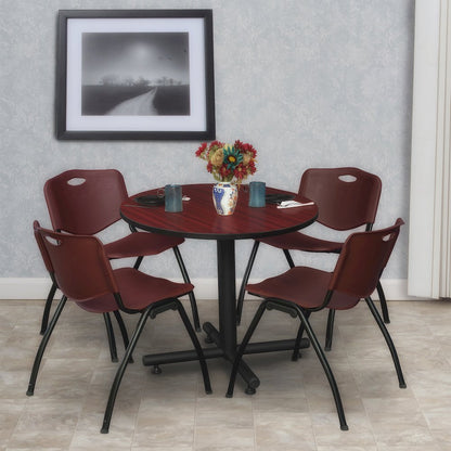 30 in. Round X-Base Breakroom Table- Mahogany