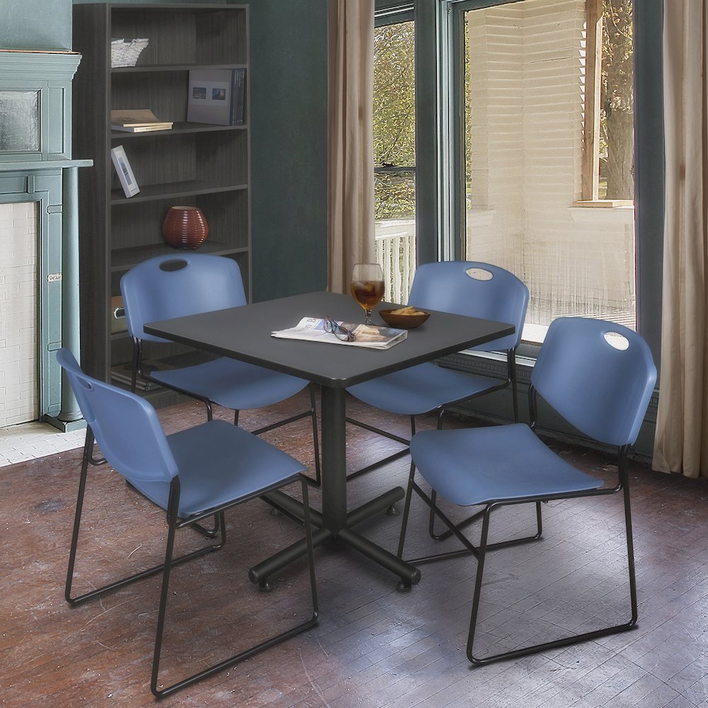 36 in. Square X-Base Breakroom Table- Grey