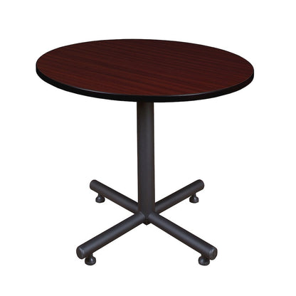 36 in. Round X-Base Breakroom Table- Mahogany