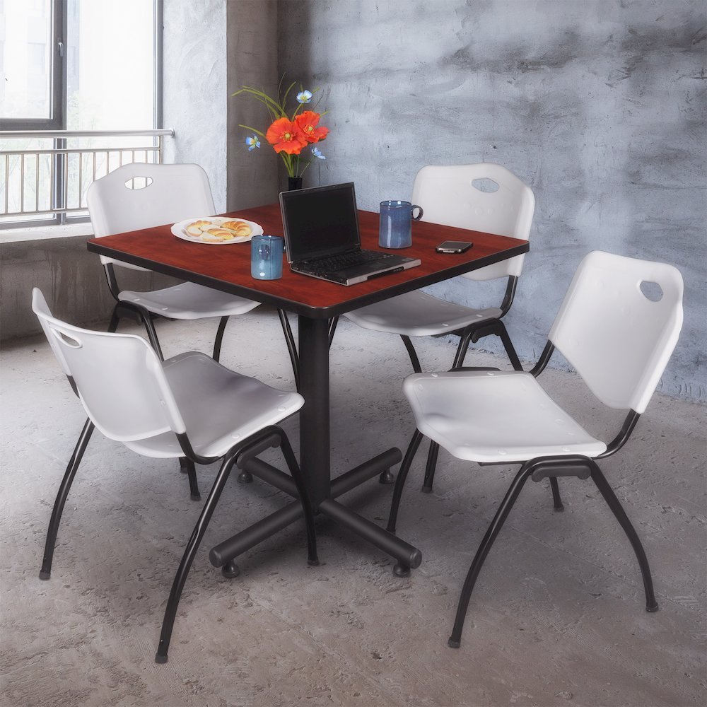42 in. Square X-Base Breakroom Table- Cherry