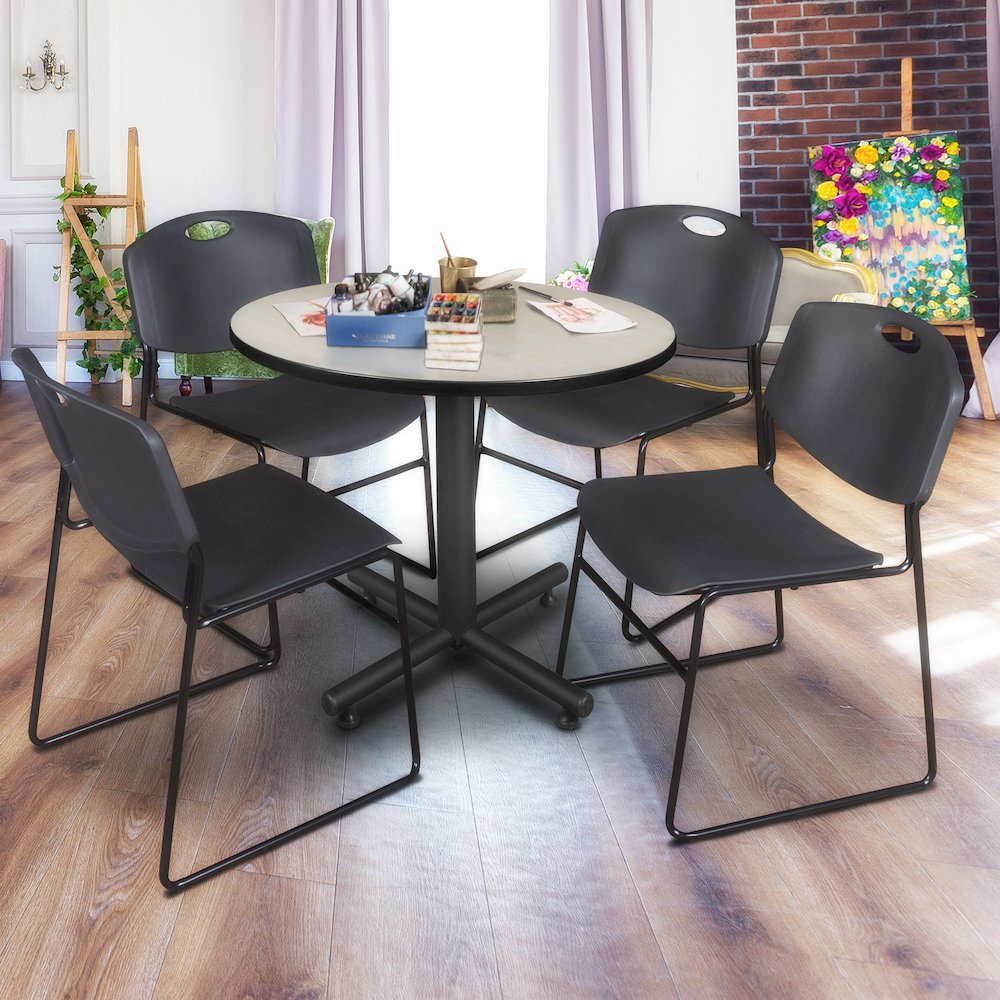 42 in. Round X-Base Breakroom Table- Maple