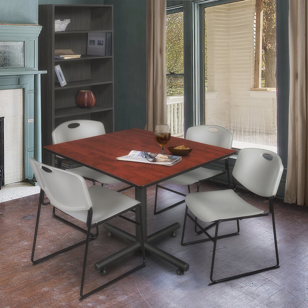 48 in. Square X-Base Breakroom Table- Cherry