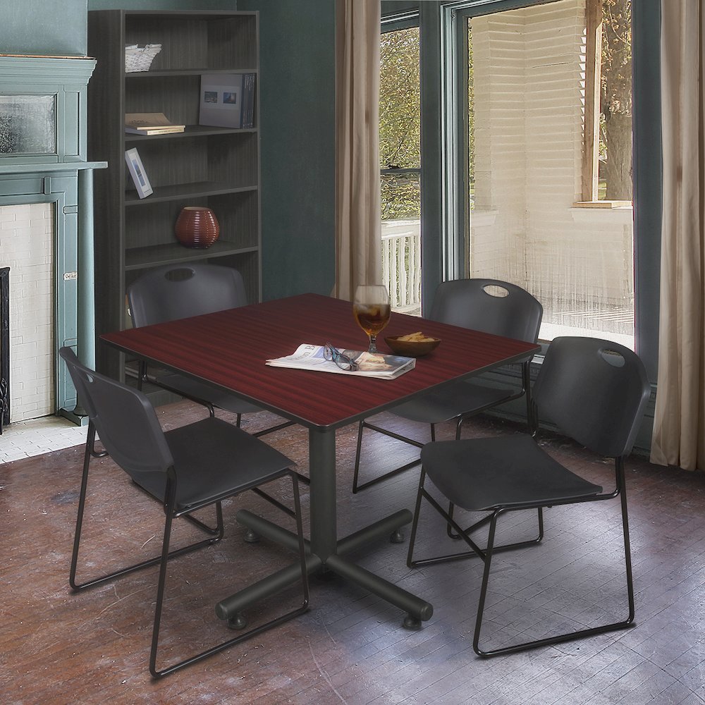 48 in. Square X-Base Breakroom Table- Mahogany