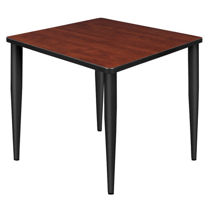 30 in. Square Breakroom Table- Cherry Top, Black Tapered Legs