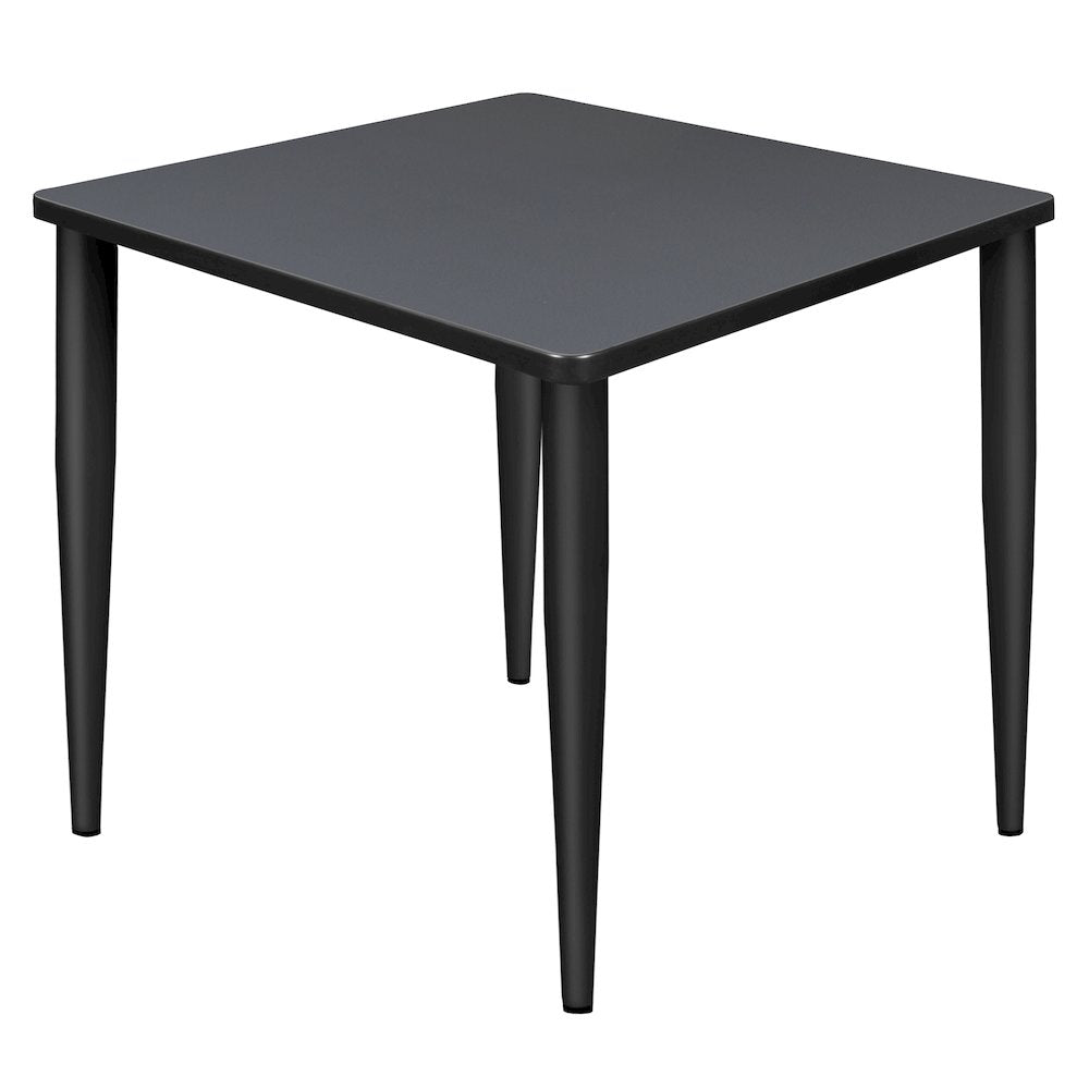 30 in. Square Breakroom Table- Grey Top, Black Tapered Legs