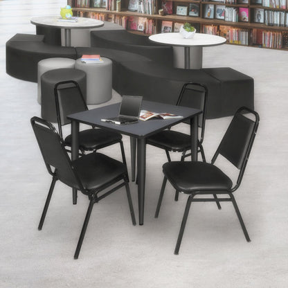 30 in. Square Breakroom Table- Grey Top, Black Tapered Legs