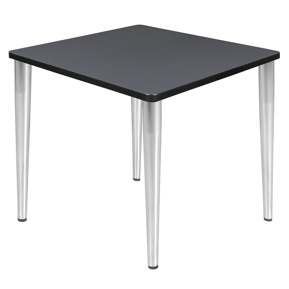 30 in. Square Breakroom Table- Grey Top, Chrome Tapered Legs