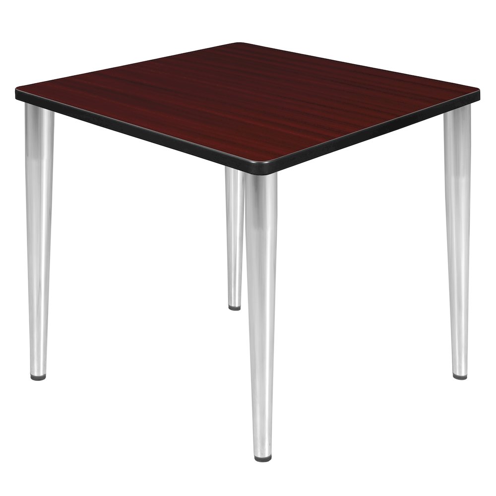 30 in. Square Breakroom Table- Mahogany Top, Chrome Tapered Legs