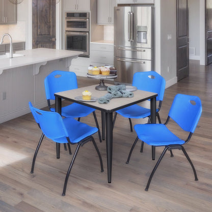 30 in. Square Breakroom Table- Maple Top, Black Tapered Legs