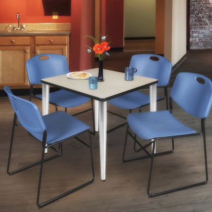 30 in. Square Breakroom Table- Maple Top, Chrome Tapered Legs