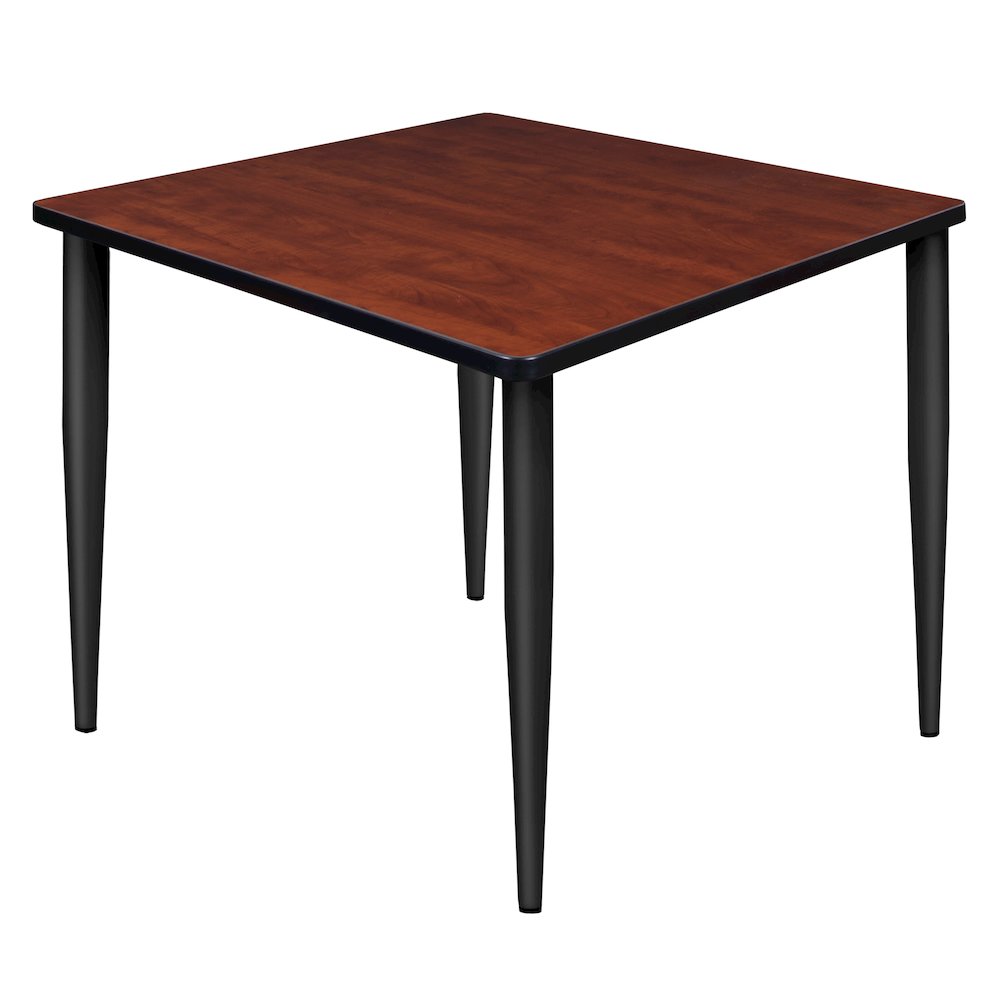36 in. Square Breakroom Table- Cherry Top, Black Tapered Legs