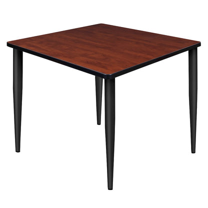 36 in. Square Breakroom Table- Cherry Top, Black Tapered Legs
