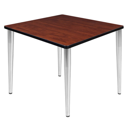 36 in. Square Breakroom Table- Cherry Top, Chrome Tapered Legs