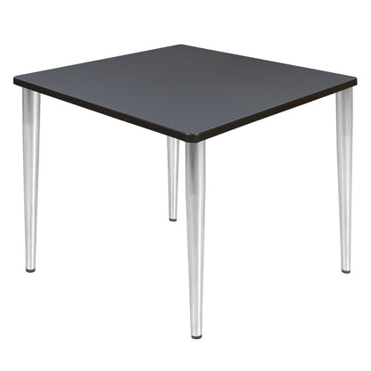 36 in. Square Breakroom Table- Grey Top, Chrome Tapered Legs