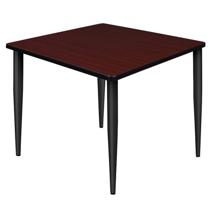 36 in. Square Breakroom Table- Mahogany Top, Black Tapered Legs