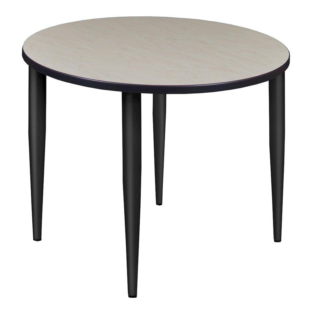 36 in. Round Breakroom Table- Maple Top, Black Tapered Legs