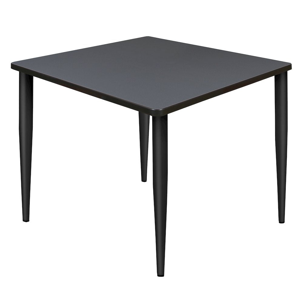 42 in. Square Breakroom Table- Grey Top, Black Tapered Legs