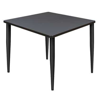 42 in. Square Breakroom Table- Grey Top, Black Tapered Legs