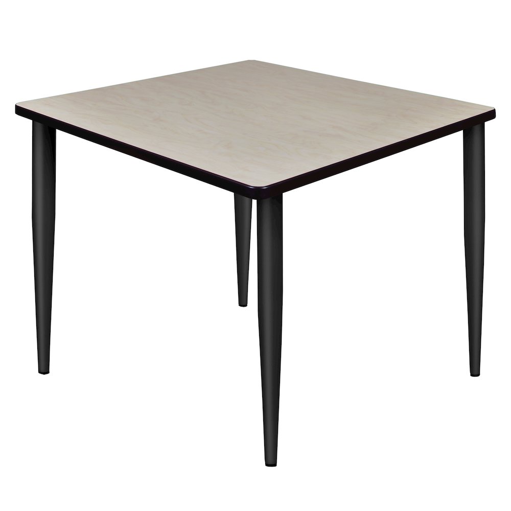 42 in. Square Breakroom Table- Maple Top, Black Tapered Legs