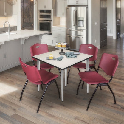 42 in. Square Breakroom Table- Maple Top, Chrome Tapered Legs