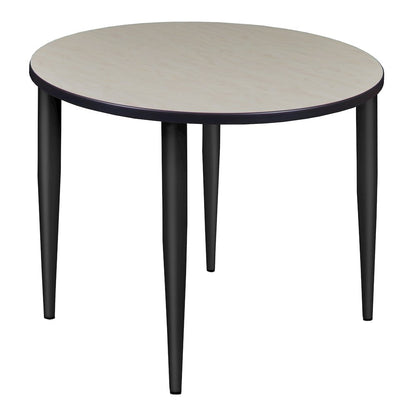 42 in. Round Breakroom Table- Maple Top, Black Tapered Legs