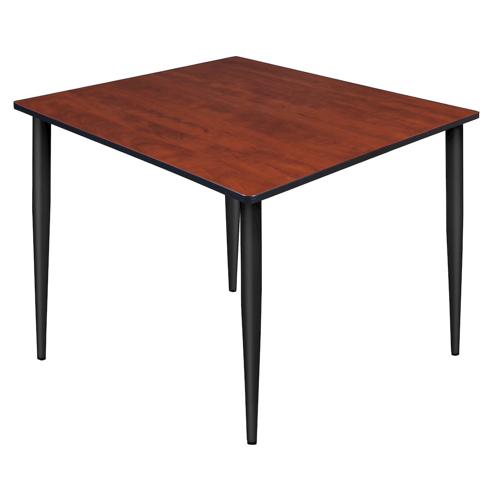 48 in. Square Breakroom Table- Cherry Top, Black Tapered Legs