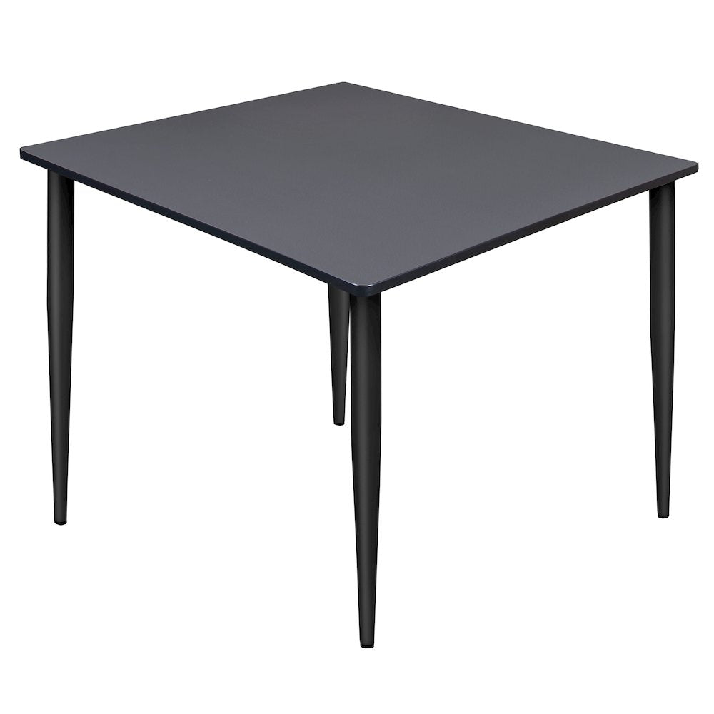 48 in. Square Breakroom Table- Grey Top, Black Tapered Legs