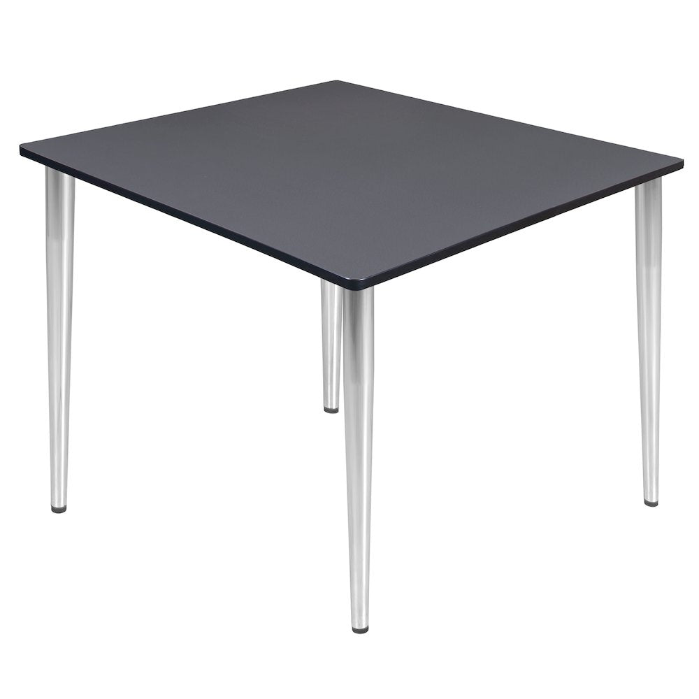 48 in. Square Breakroom Table- Grey Top, Chrome Tapered Legs