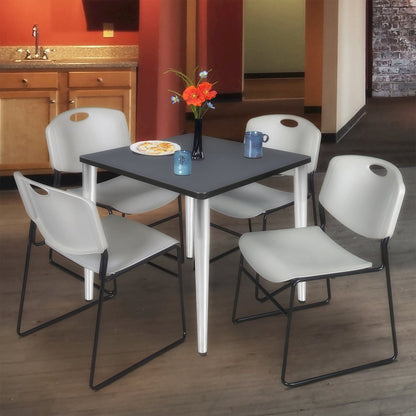 48 in. Square Breakroom Table- Grey Top, Chrome Tapered Legs