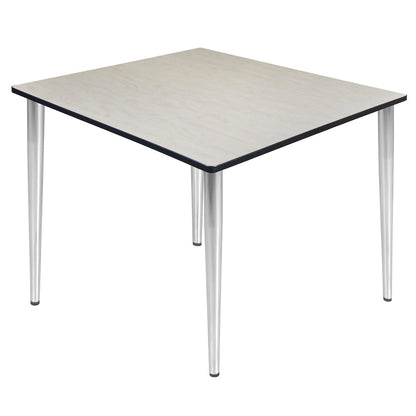 48 in. Square Breakroom Table- Maple Top, Chrome Tapered Legs