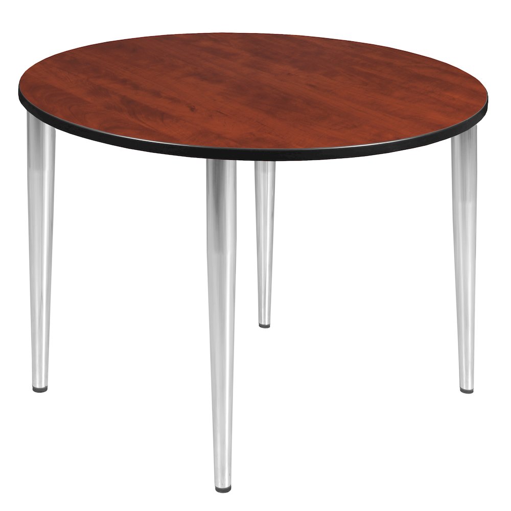 48 in. Round Breakroom Table- Cherry Top, Chrome Tapered Legs