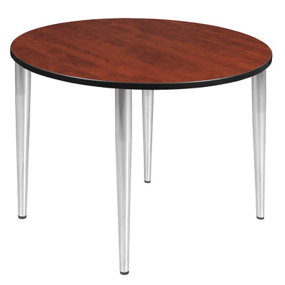 48 in. Round Breakroom Table- Cherry Top, Chrome Tapered Legs