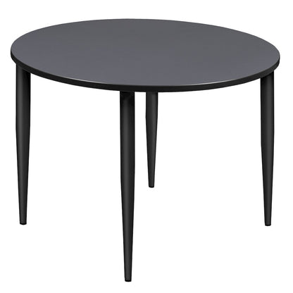 48 in. Round Breakroom Table- Grey Top, Black Tapered Legs