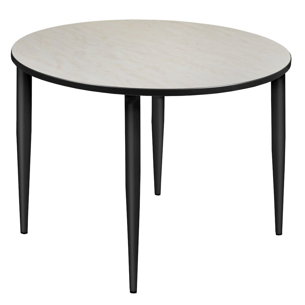 48 in. Round Breakroom Table- Maple Top, Black Tapered Legs