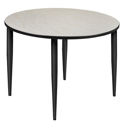 48 in. Round Breakroom Table- Maple Top, Black Tapered Legs