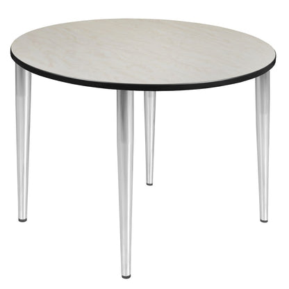 48 in. Round Breakroom Table- Maple Top, Chrome Tapered Legs