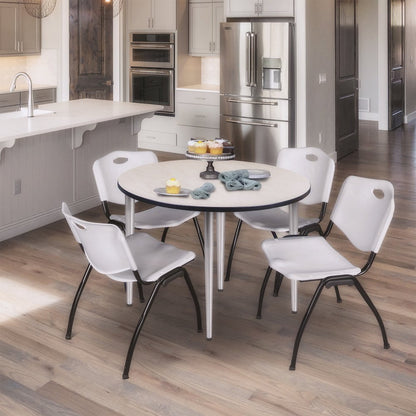 48 in. Round Breakroom Table- Maple Top, Chrome Tapered Legs