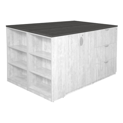 Legacy Stand Up Quad with Bookcase End Top- Ash Grey