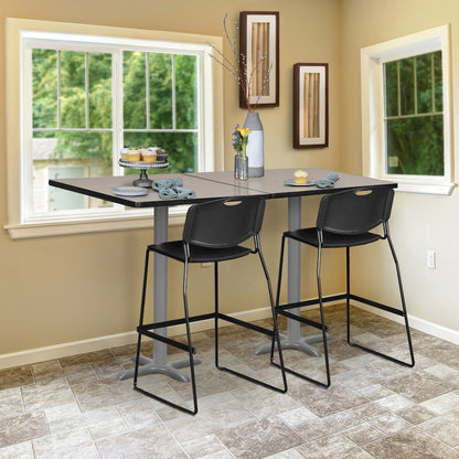 Cafe High 30" Square X-Base Table- Maple/ Grey Base