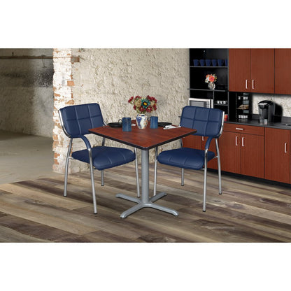 30 in. Small Square X-Base Breakroom Table- Cherry Top, Grey Legs