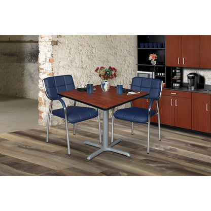 36 in. Medium Square X-Base Breakroom Table- Cherry Top, Grey Legs