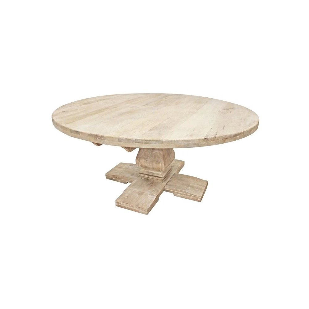 Benedict 70" Round Dining Table in White Wash