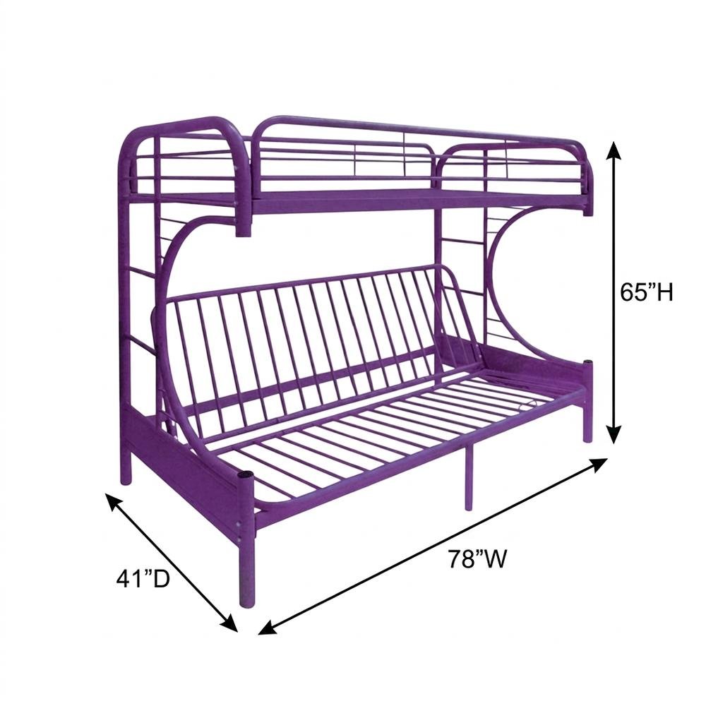 Metal Futon Bunk Bed Twin over Full, Kids Bunkbed, Purple