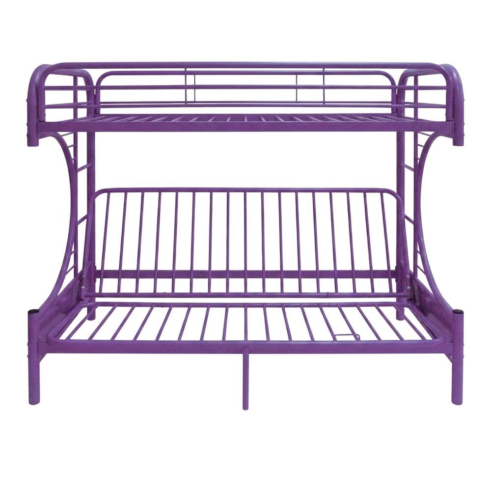 Metal Futon Bunk Bed Twin over Full, Kids Bunkbed, Purple